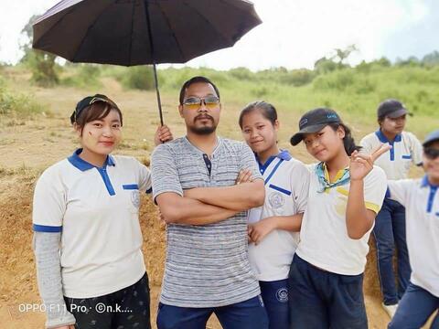 with students